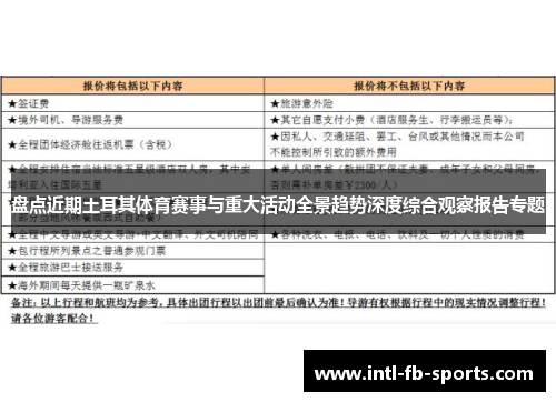 盘点近期土耳其体育赛事与重大活动全景趋势深度综合观察报告专题